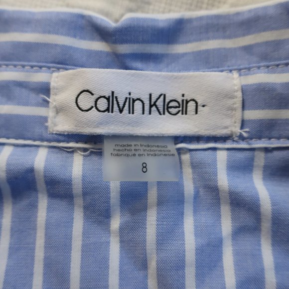 NWT Calvin Klein Blue and White Stripe Wrap Dress - Picture 7 of 9